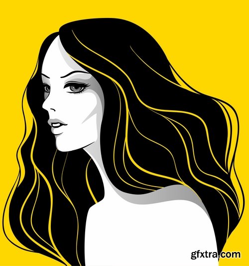 Collection posters of women's hairstyles vector images 25 Eps
