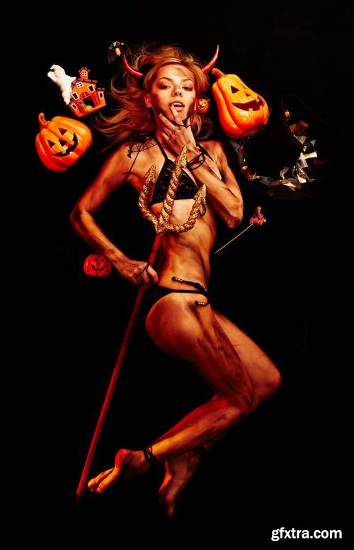 Beautiful Devil with Halloween Accessories 7xJPG