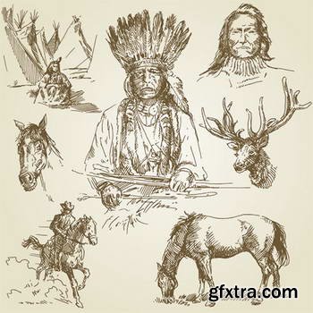 Native American Sketches 25xEPS