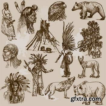 Native American Sketches 25xEPS