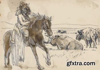 Native American Sketches 25xEPS