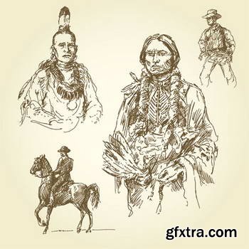 Native American Sketches 25xEPS
