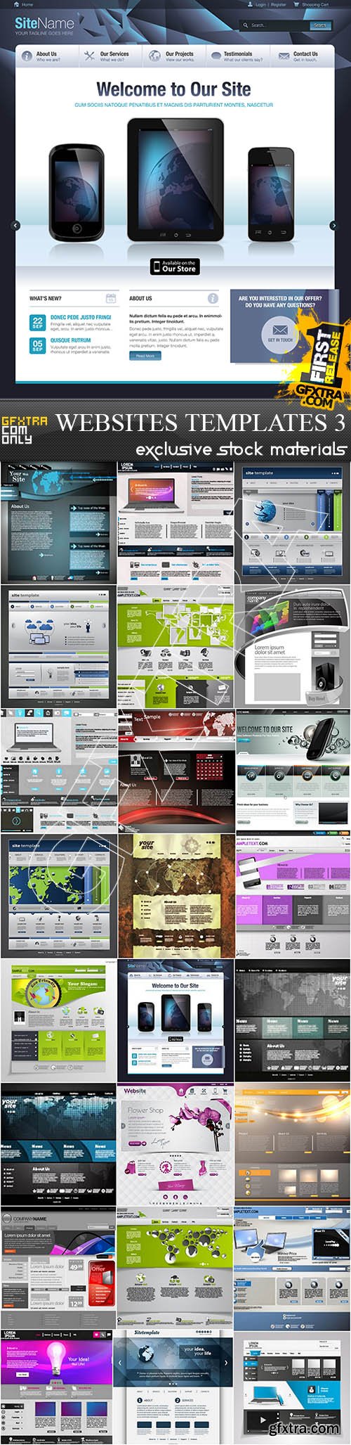 Websites Templates 3, 25xEPS Websites Templates 3, 25xEPS