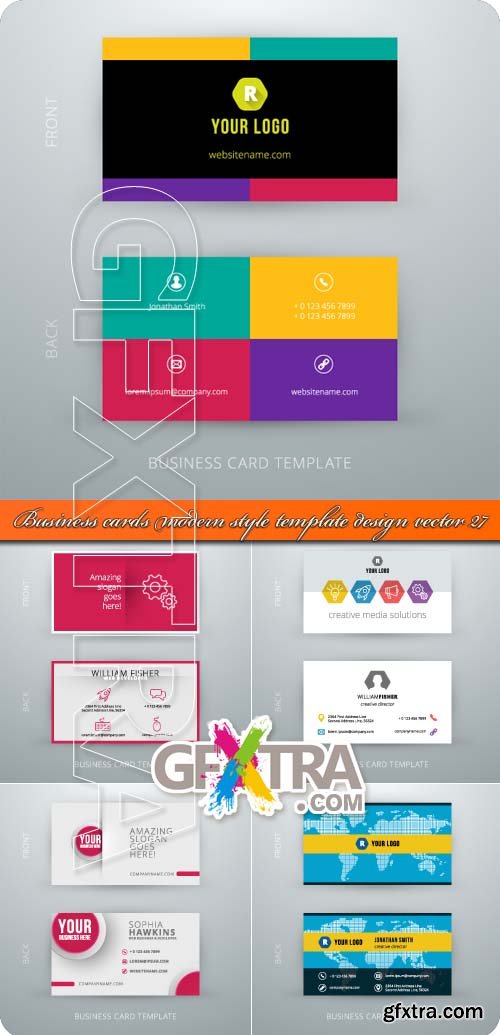 Business cards modern style template design vector 27