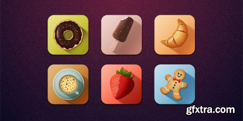 PSD Web Icons - 6 Tasty Icons