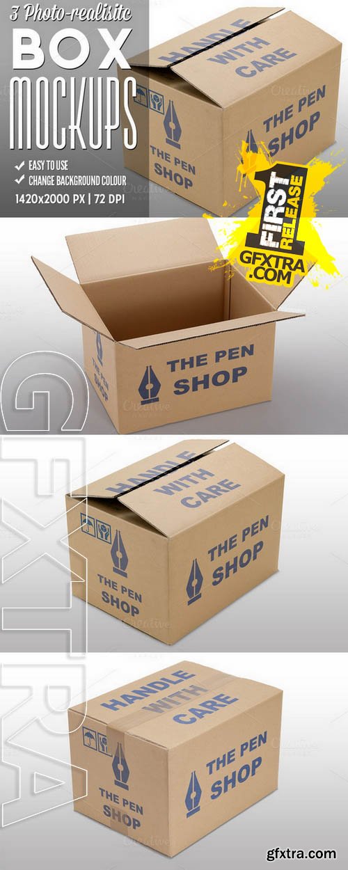 3 Photo-realistic Box Mockups - Creativemarket 55477