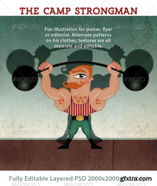 GraphicRiver - Strong Man. Muscle Man on a Stage
