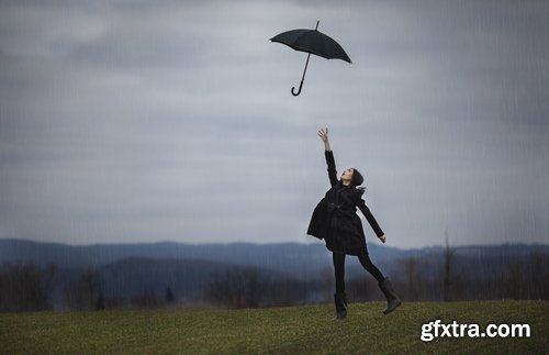 Collection of people with umbrellas 25 UHQ Jpeg