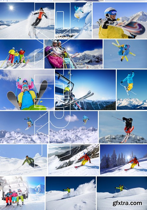 Stock Photos - Mountain - Skier, 25xJPG