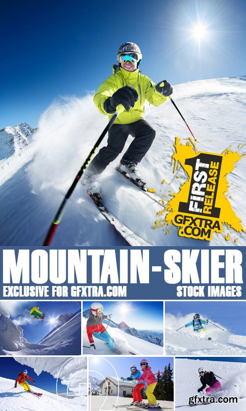 Stock Photos - Mountain - Skier, 25xJPG