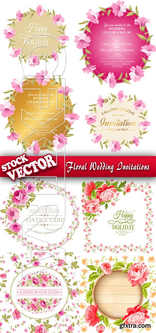 Stock Vector - Floral Wedding Invitations