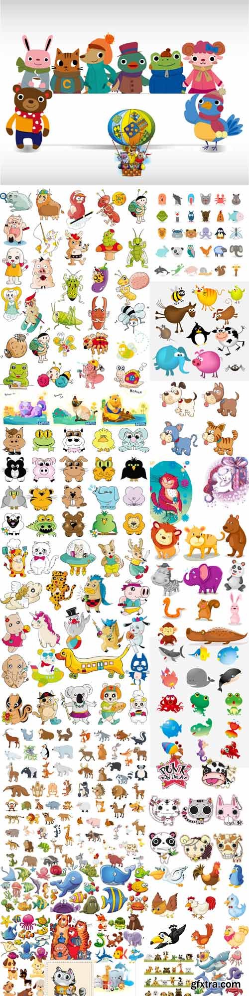 Cartoon funny animals vector » GFxtra