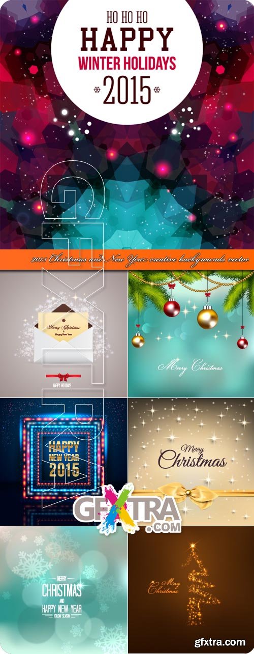 2015 Christmas and New Year creative backgrounds vector