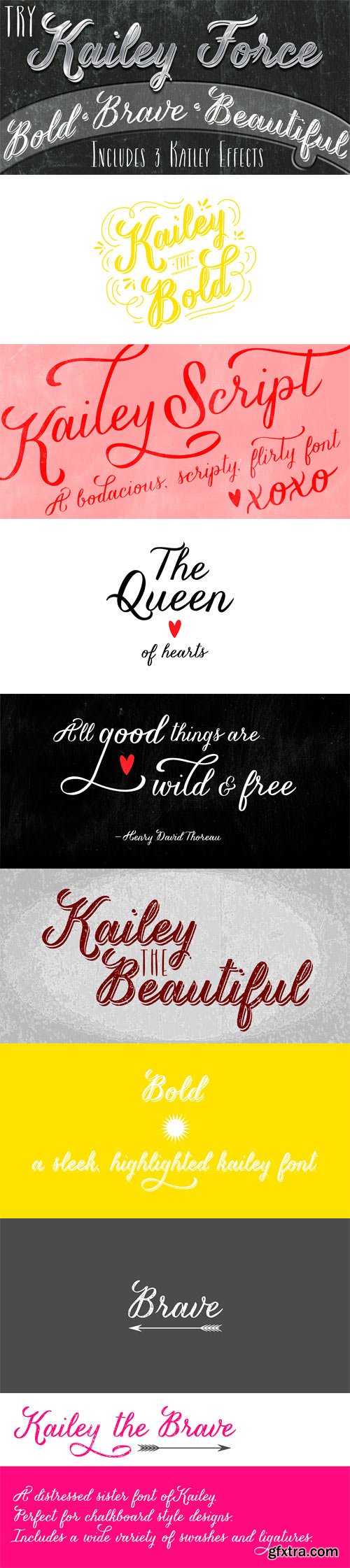 Kailey &amp; Kailey Force Font Family - 4 Fonts for $110