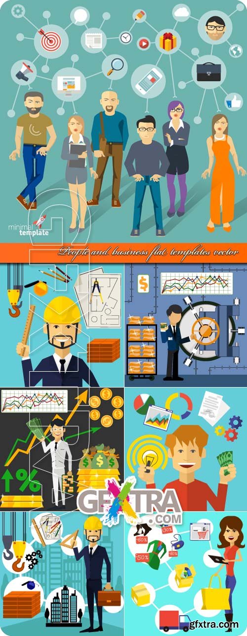 People and business flat templates vector