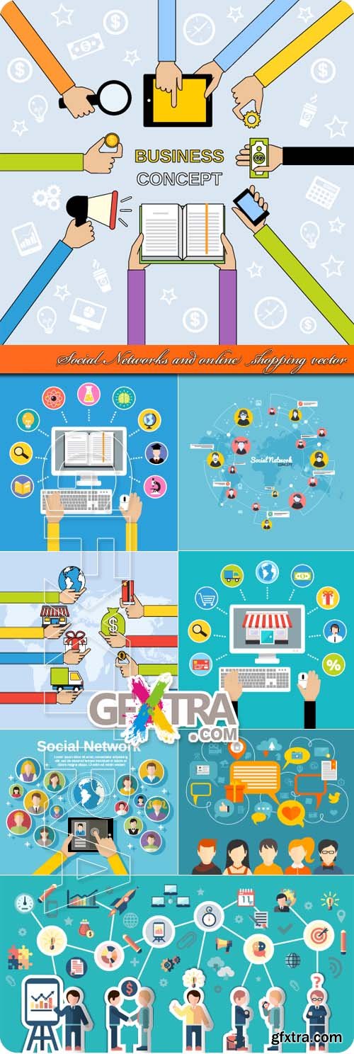 Social Networks and online shopping vector