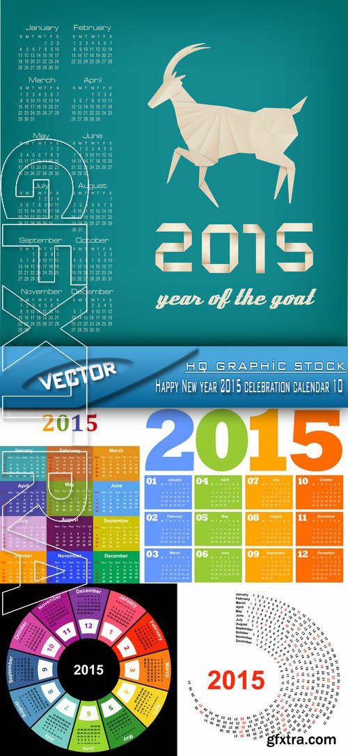 Stock Vector - Happy New year 2015 celebration calendar 10