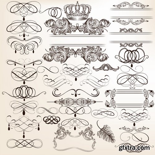 Collection of different patterns of decorative elements 25 Eps