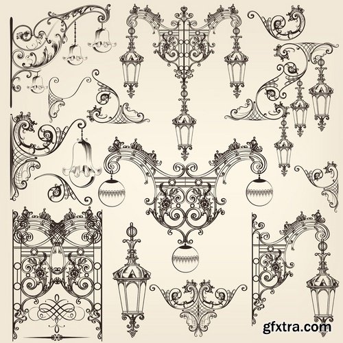 Collection of different patterns of decorative elements 25 Eps