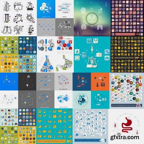 Collection of different icons of medical subjects 25 Eps