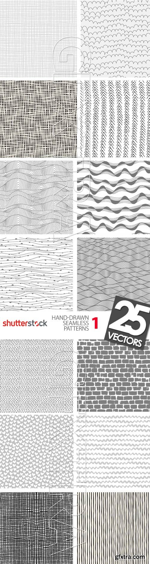 Hand-Drawn Seamless Patterns 1, 25xEPS Hand-Drawn Seamless Patterns 1, 25xEPS