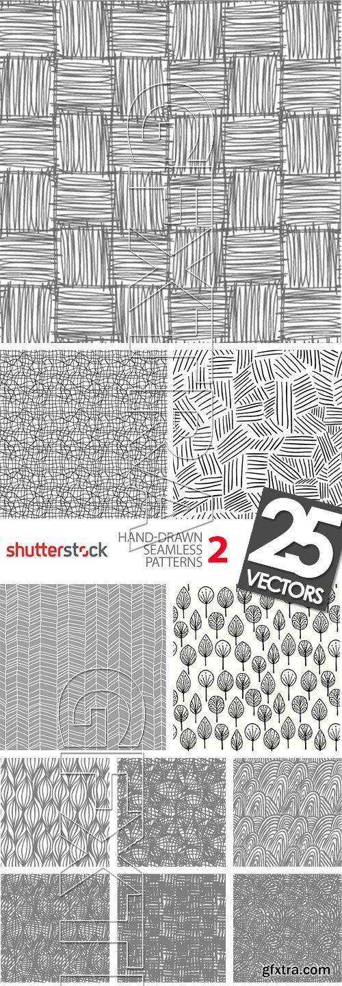 Hand-Drawn Seamless Patterns 2, 25xEPS Hand-Drawn Seamless Patterns 2, 25xEPS