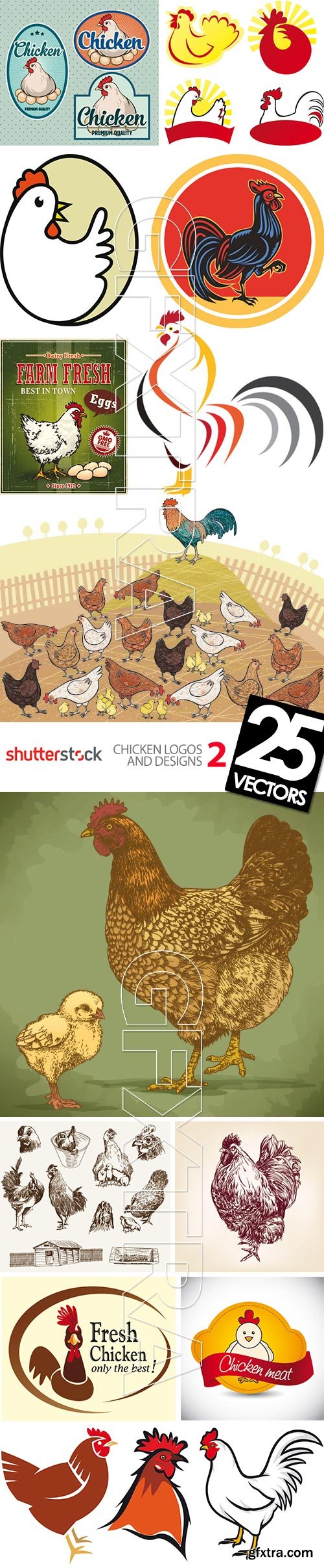 Chicken Logos &amp; Designs 2, 25xEPS