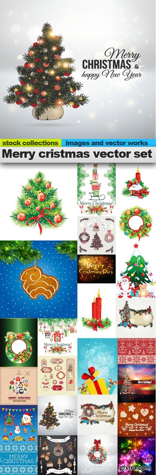 Merry cristmas vector set,25 x EPS