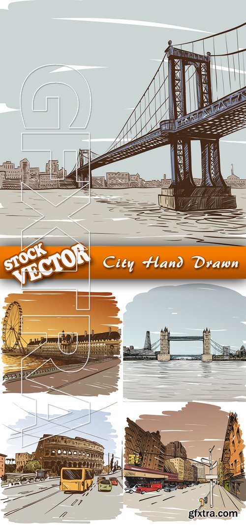 Stock Vector - City Hand Drawn