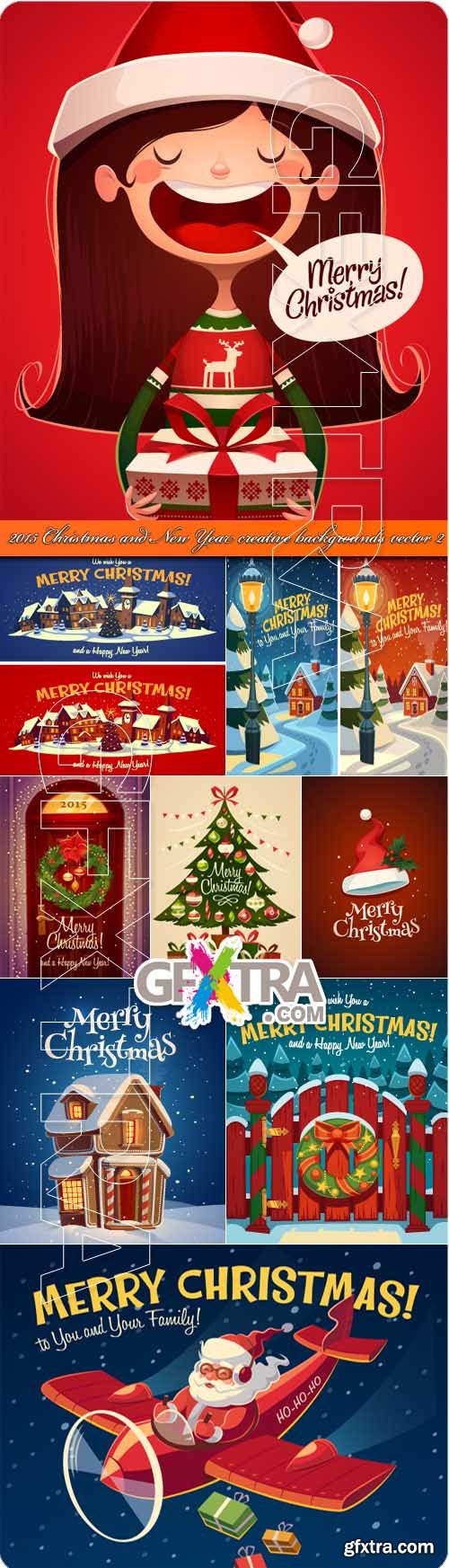 2015 Christmas and New Year creative backgrounds vector 2