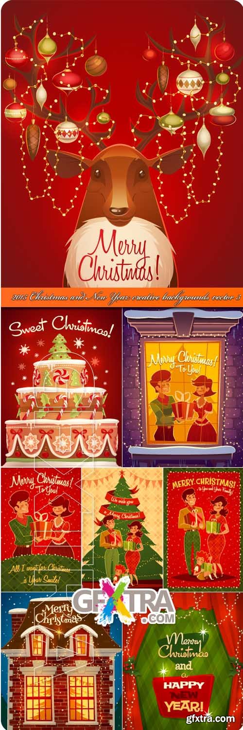 2015 Christmas and New Year creative backgrounds vector 3