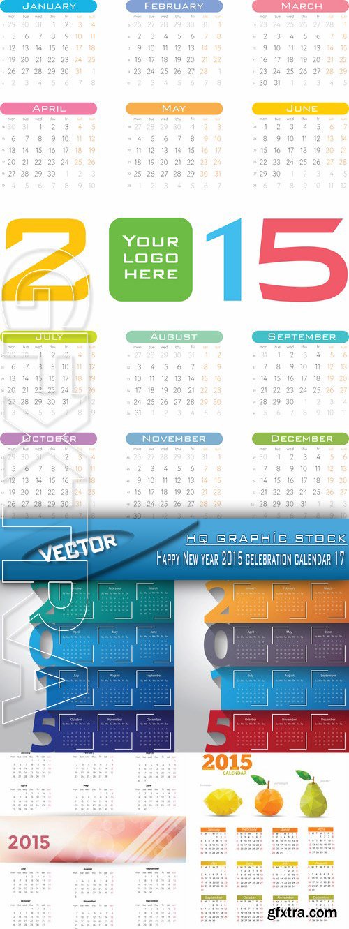 Stock Vector - Happy New year 2015 celebration calendar 17