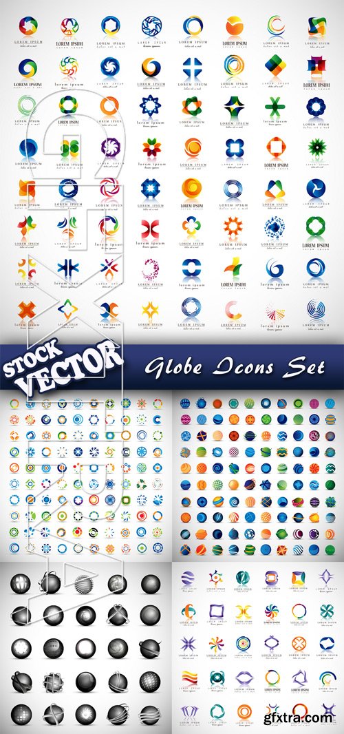 Stock Vector - Globe Icons Set