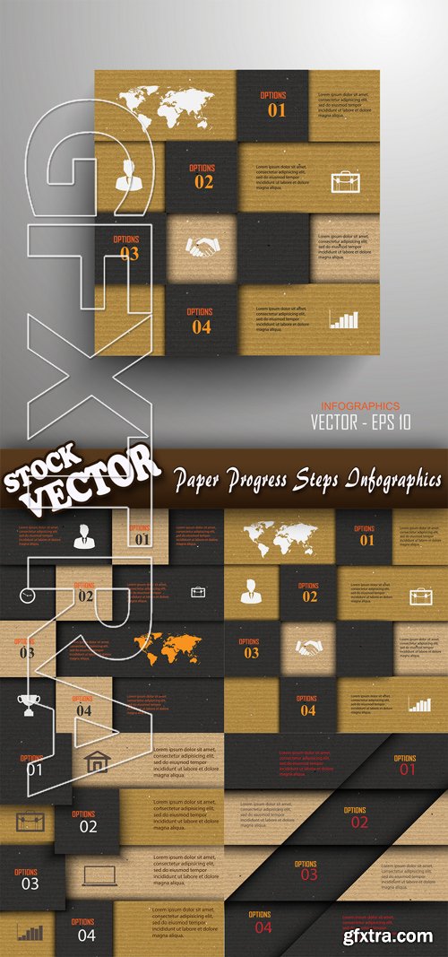 Stock Vector - Paper Progress Steps Infographics