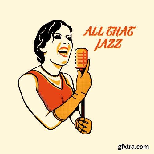 Retro Characters in 3-Color Print Halftone 25xEPS in Stock