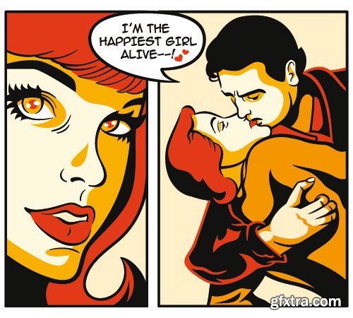 Retro Characters in 3-Color Print Halftone 25xEPS in Stock