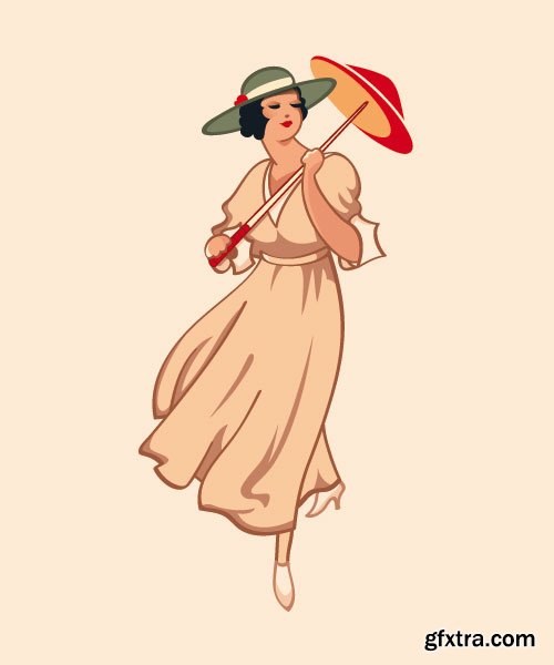 Retro Characters in 3-Color Print Halftone 25xEPS in Stock