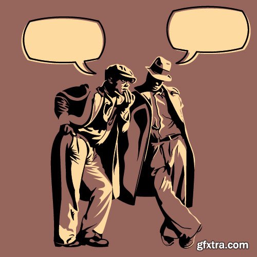 Retro Characters in 3-Color Print Halftone 25xEPS in Stock