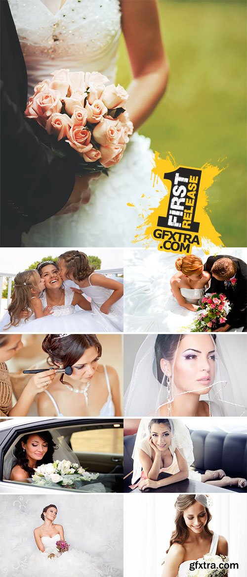Stock Photo Portrait of beautiful bride, Wedding dress, Wedding decoration
