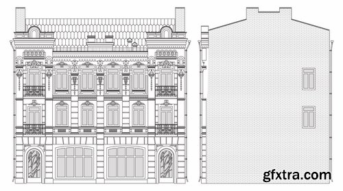 Building and architecture with drawings - 25 Eps Building and architecture with drawings - 25 Eps