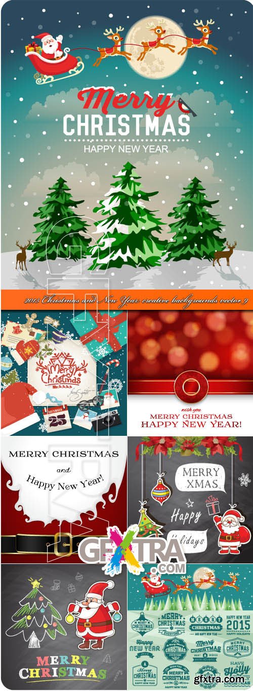 2015 Christmas and New Year creative backgrounds vector 9