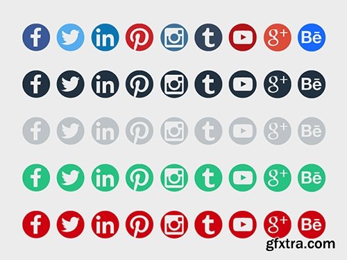 PSD Web Icons - Round Social Media Icons (November 2014)