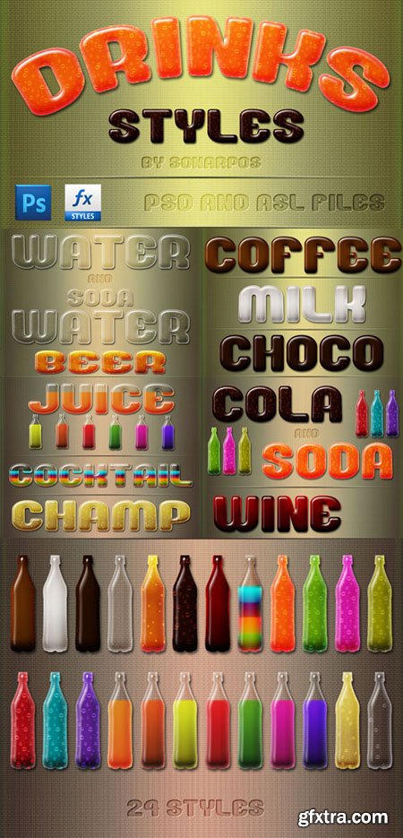 24 Drinks Layer Styles PSD and ASL (Re-Up)