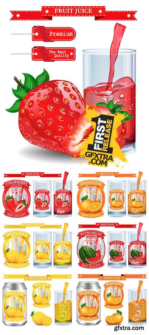 Stock Juice Label vector visual, ideal for fruit juice