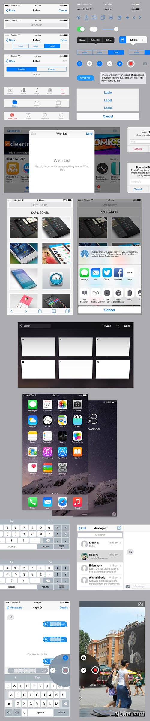 PSD Web Design - IOS 8 IPhone 6 Plus UI Kit