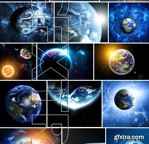 Stock Photos - Planet earth in space 3, 25xJPG
