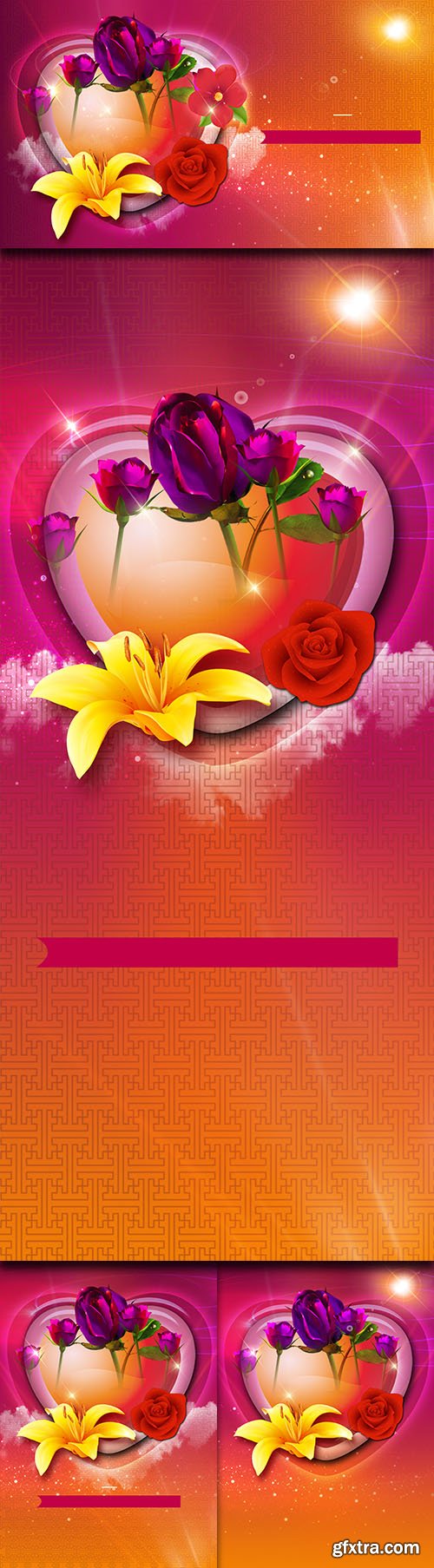 Romantic PSD Sources - Flowers In Heart