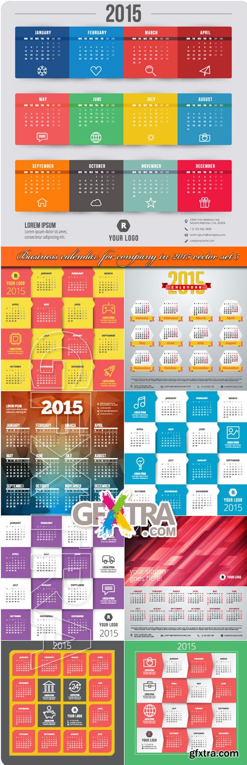Business calendar for company in 2015 vector set 3