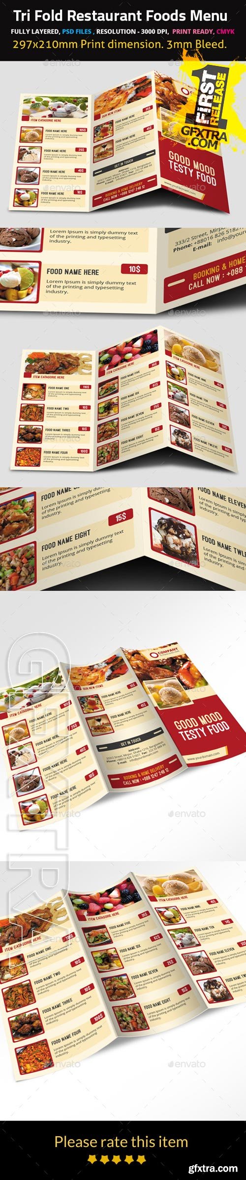 GraphicRiver - Tri Fold Restaurant Foods Menu 9500024
