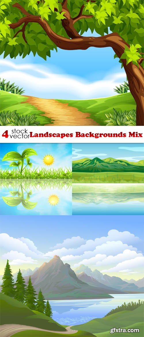 Vectors - Landscapes Backgrounds Mix